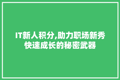 IT新人积分,助力职场新秀快速成长的秘密武器