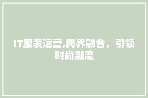 IT服装运营,跨界融合，引领时尚潮流 搜狗优化