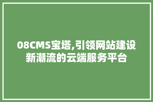 08CMS宝塔,引领网站建设新潮流的云端服务平台
