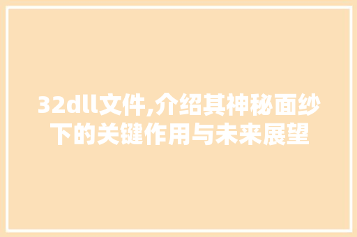32dll文件,介绍其神秘面纱下的关键作用与未来展望 seo技术