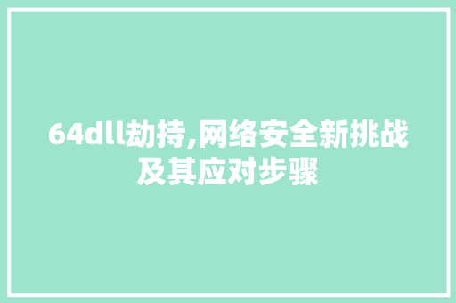 64dll劫持,网络安全新挑战及其应对步骤
