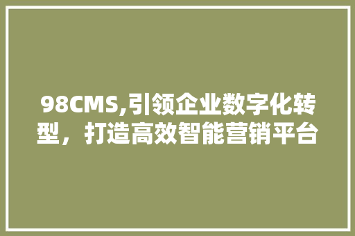 98CMS,引领企业数字化转型，打造高效智能营销平台