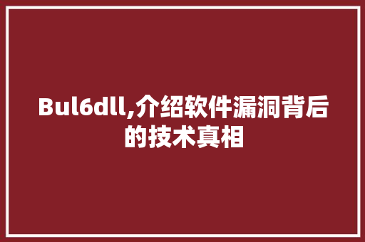 Bul6dll,介绍软件漏洞背后的技术真相 百度算法