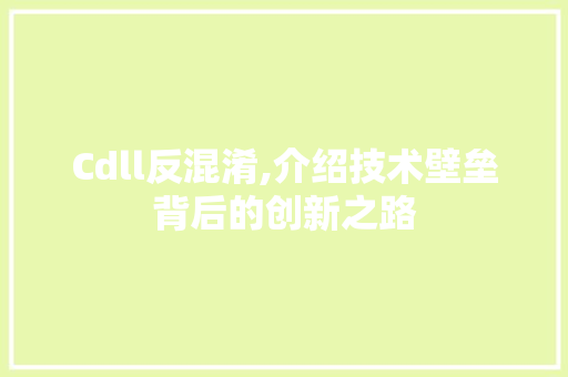 Cdll反混淆,介绍技术壁垒背后的创新之路