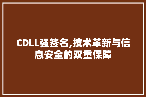 CDLL强签名,技术革新与信息安全的双重保障 AI技术学习