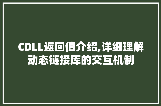 CDLL返回值介绍,详细理解动态链接库的交互机制