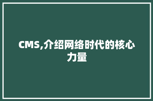 CMS,介绍网络时代的核心力量 英文谷歌算法
