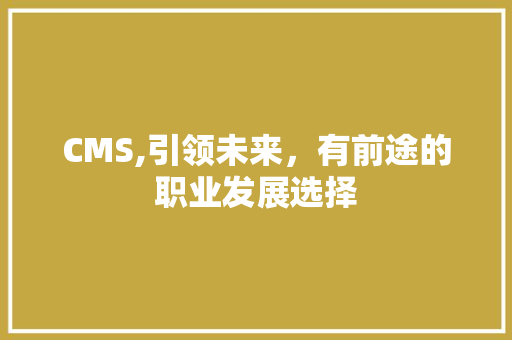 CMS,引领未来，有前途的职业发展选择