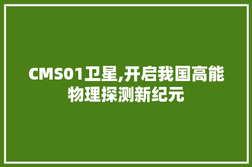 CMS01卫星,开启我国高能物理探测新纪元