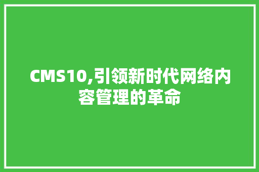 CMS10,引领新时代网络内容管理的革命 网站优化