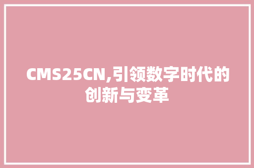 CMS25CN,引领数字时代的创新与变革 网站开发