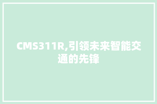 CMS311R,引领未来智能交通的先锋 头条优化