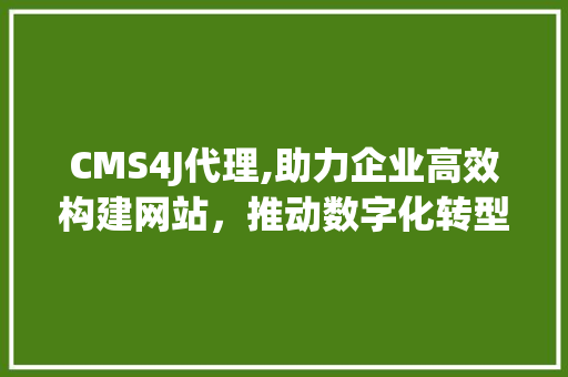 CMS4J代理,助力企业高效构建网站，推动数字化转型