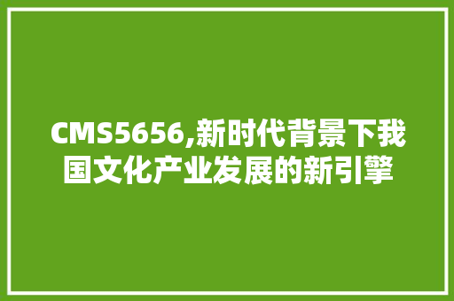 CMS5656,新时代背景下我国文化产业发展的新引擎