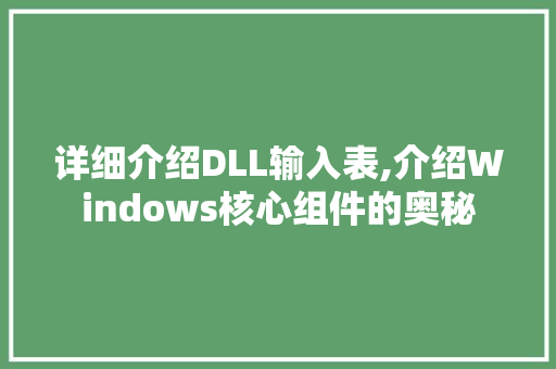 详细介绍DLL输入表,介绍Windows核心组件的奥秘 网站开发