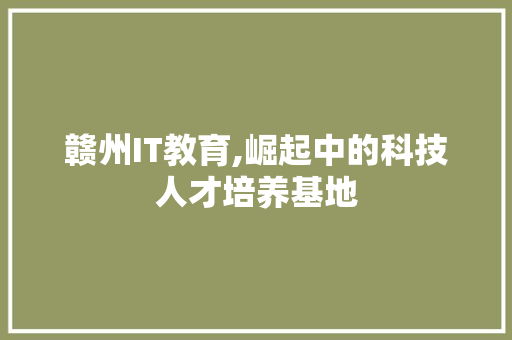 赣州IT教育,崛起中的科技人才培养基地