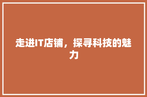 走进IT店铺，探寻科技的魅力 搜狗优化