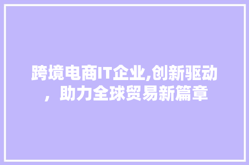 跨境电商IT企业,创新驱动，助力全球贸易新篇章
