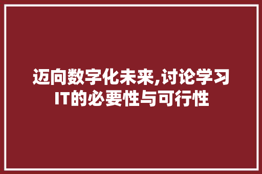 迈向数字化未来,讨论学习IT的必要性与可行性 搜狗优化