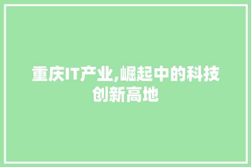重庆IT产业,崛起中的科技创新高地 网站优化
