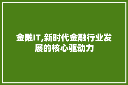 金融IT,新时代金融行业发展的核心驱动力