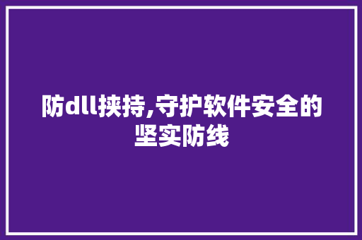 防dll挟持,守护软件安全的坚实防线