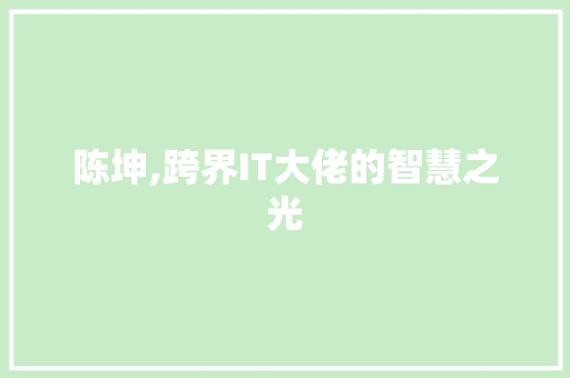 陈坤,跨界IT大佬的智慧之光 百度算法