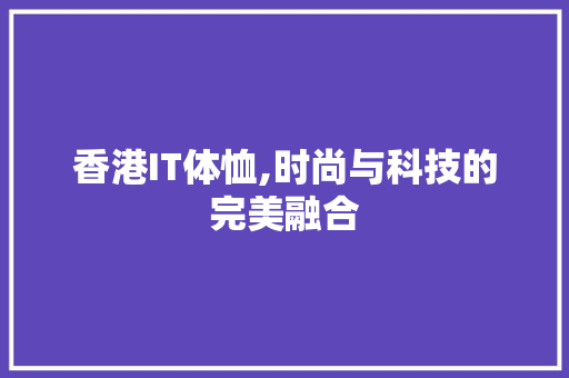 香港IT体恤,时尚与科技的完美融合 AI技术学习