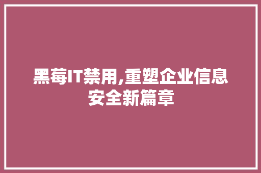 黑莓IT禁用,重塑企业信息安全新篇章 英文谷歌算法