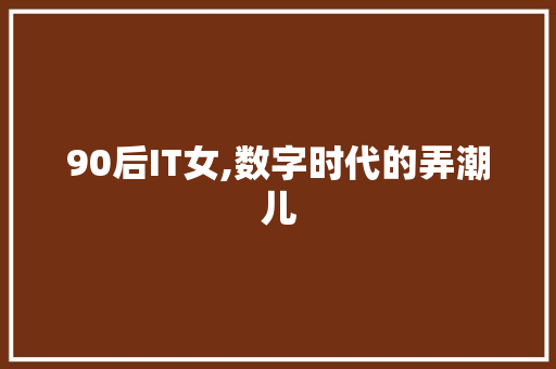 90后IT女,数字时代的弄潮儿 360搜优化