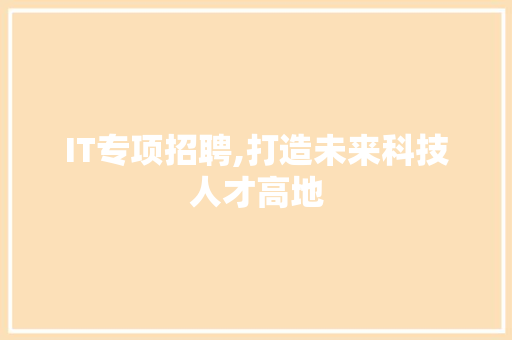 IT专项招聘,打造未来科技人才高地 seo技术