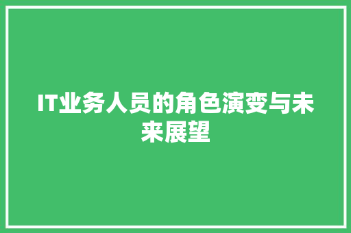 IT业务人员的角色演变与未来展望 网站优化
