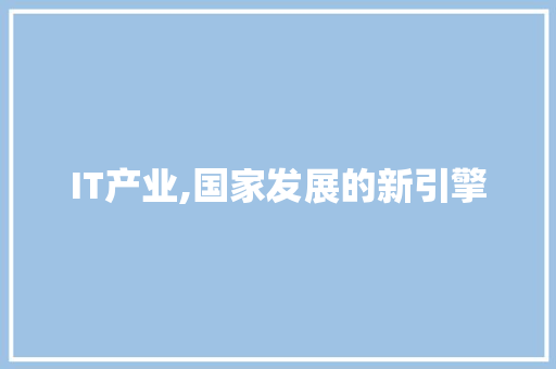 IT产业,国家发展的新引擎