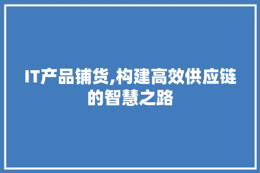 IT产品铺货,构建高效供应链的智慧之路