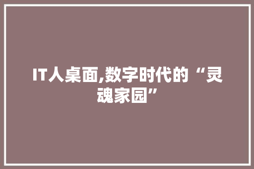 IT人桌面,数字时代的“灵魂家园” 头条优化