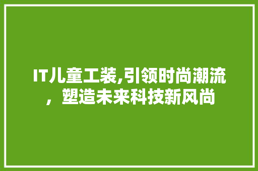 IT儿童工装,引领时尚潮流，塑造未来科技新风尚