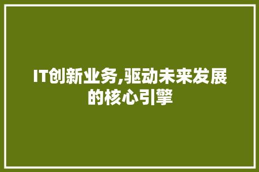 IT创新业务,驱动未来发展的核心引擎