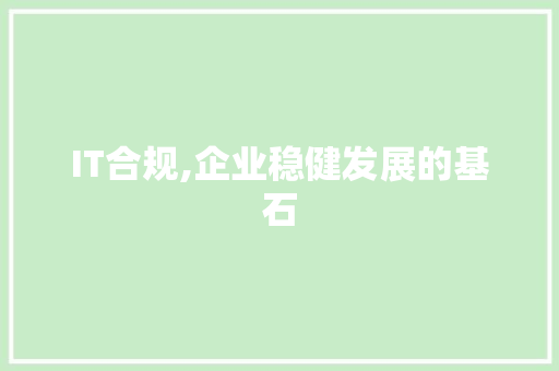 IT合规,企业稳健发展的基石 搜狗优化