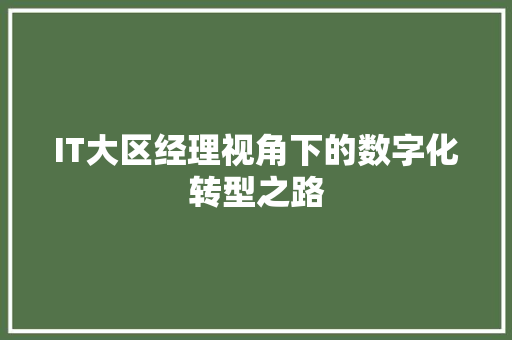 IT大区经理视角下的数字化转型之路 360搜优化