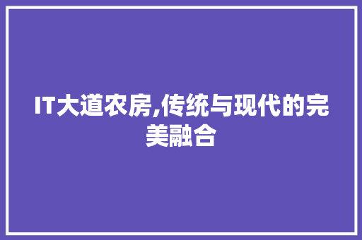 IT大道农房,传统与现代的完美融合 seo技术