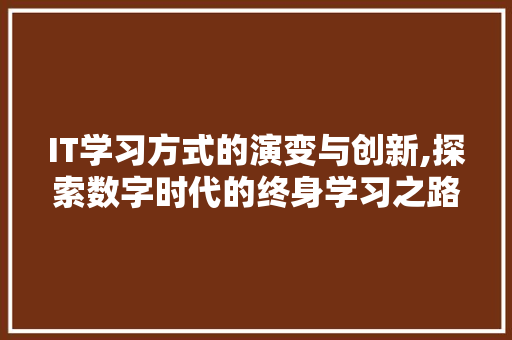 IT学习方式的演变与创新,探索数字时代的终身学习之路