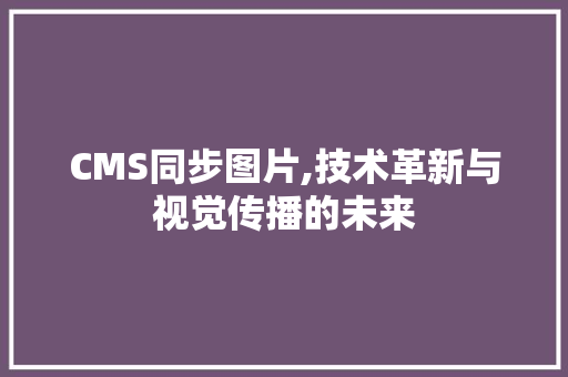 CMS同步图片,技术革新与视觉传播的未来 网站优化