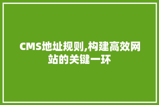 CMS地址规则,构建高效网站的关键一环