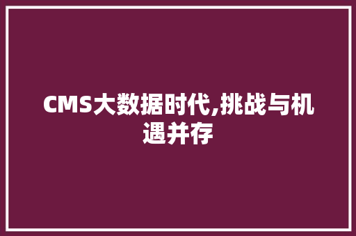 CMS大数据时代,挑战与机遇并存
