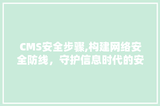 CMS安全步骤,构建网络安全防线，守护信息时代的安全基石 360搜优化