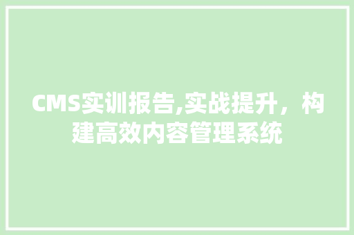 CMS实训报告,实战提升，构建高效内容管理系统