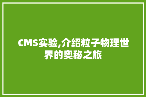 CMS实验,介绍粒子物理世界的奥秘之旅