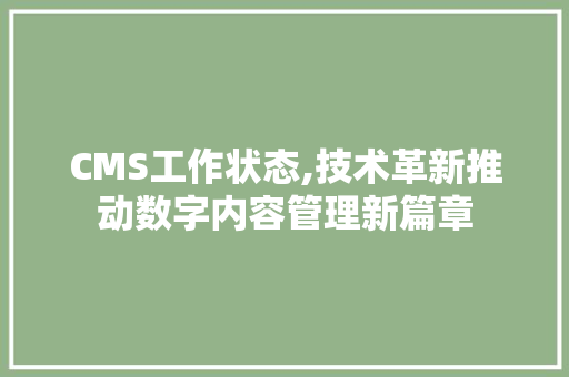 CMS工作状态,技术革新推动数字内容管理新篇章
