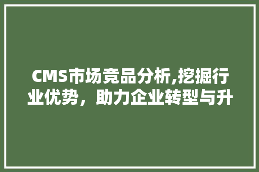 CMS市场竞品分析,挖掘行业优势，助力企业转型与升级 360搜优化