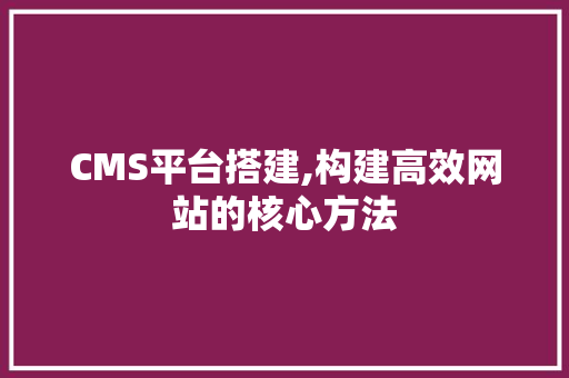 CMS平台搭建,构建高效网站的核心方法